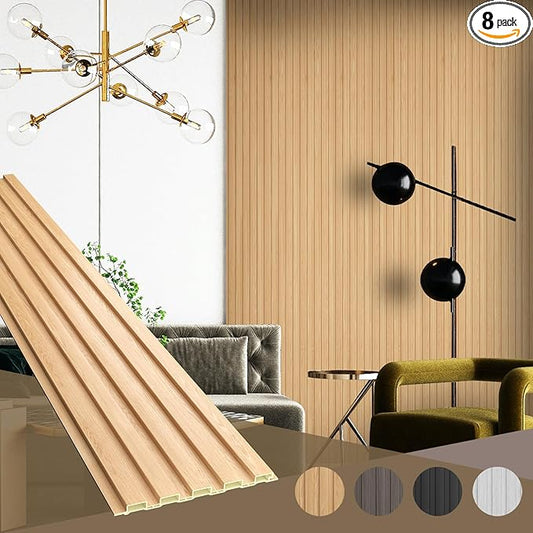 OUZUGIE WPC Acoustic Slat Wall Paneling, Living Room, TV Background, Study Room by OUZUGIE