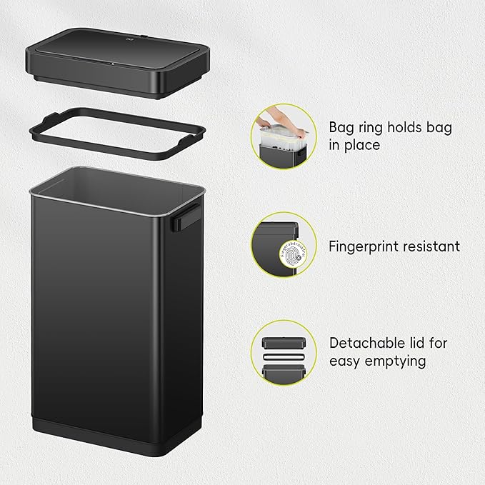 EKO Deluxe Mirage-T 50 Liter / 13.2 Gallon Touchless Rectangular Motion Sensor - Image 7