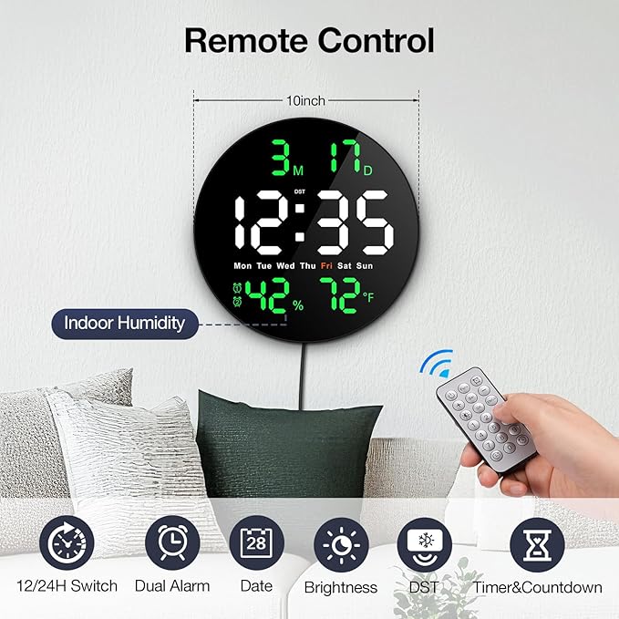 Brauthon Large Digital Clock for Classroom, Digital Classroom Clocks for - Image 2
