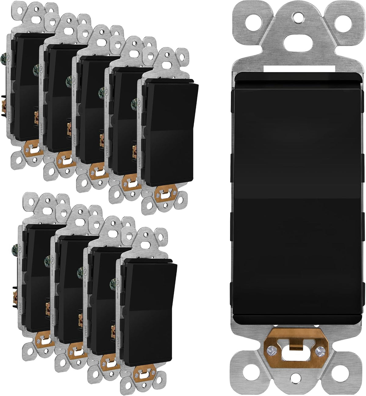 LIDER Balck Minimalist Decorator Switch, Frameless Paddle Light Switch