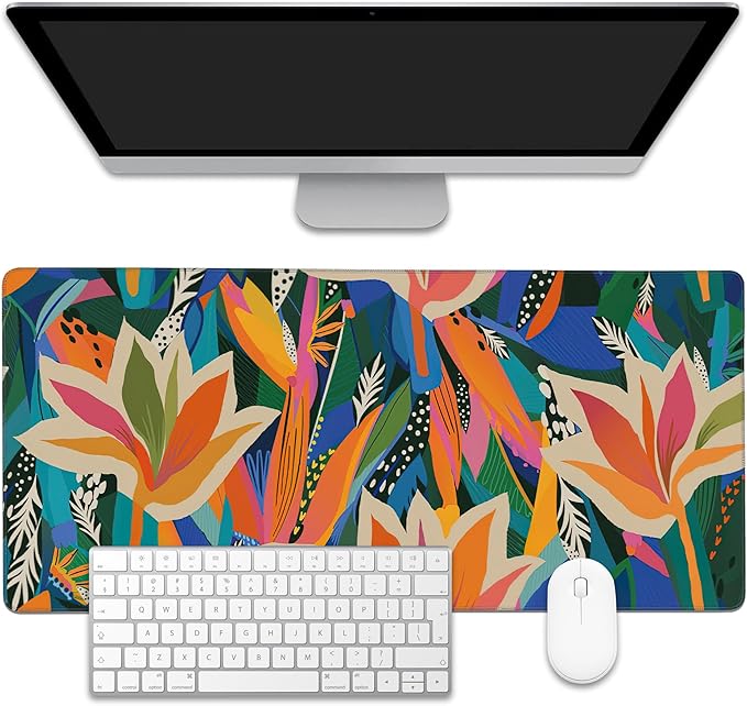 EOBKLAX Colorful Tropical Floral Large Gaming Mouse Pad, Waterproof Desk Mat by EOBKLAX