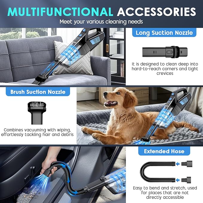 CKIKH Handheld Vacuum Cordless, 15000PA Strong Suction Hand Held Car Vacuum - Image 3
