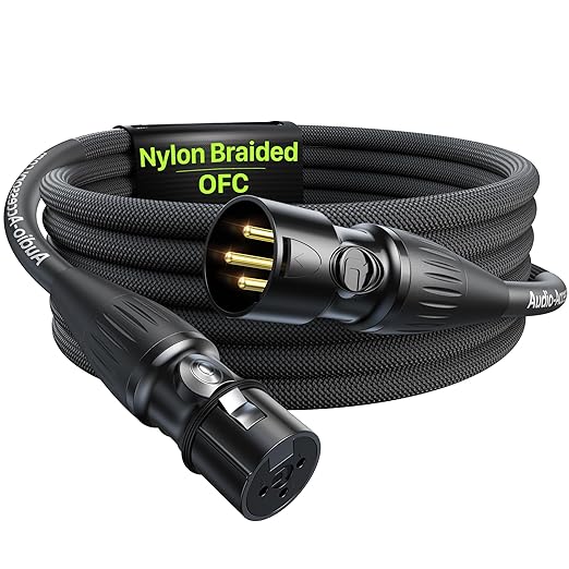 XLR Cables 6.6ft 1 Pack, Professional Gold-Plated Rean Connectors from Neutrik by AA