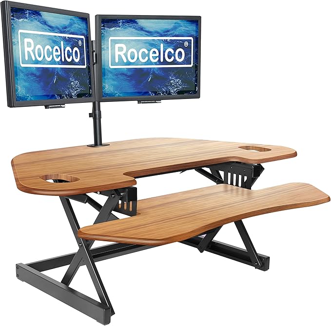 Rocelco 46" Height Adjustable Corner Standing Desk Converter - Image 2