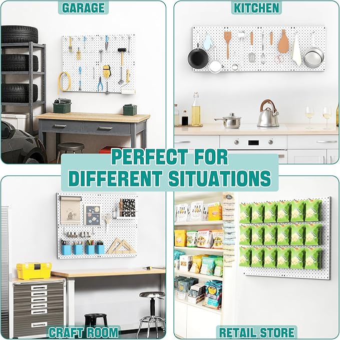 EVERHANGER Metal Pegboard Panels, Heavy Duty Pegboard Wall Organizer, Garage - Image 4