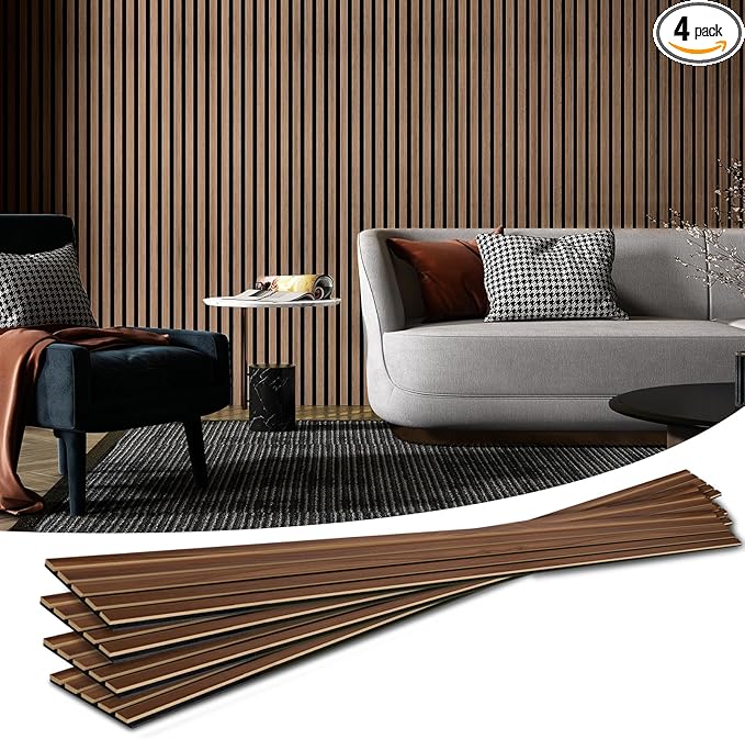 Art3d 4-Piece Wood Slat Acoustic Panels by Art3d