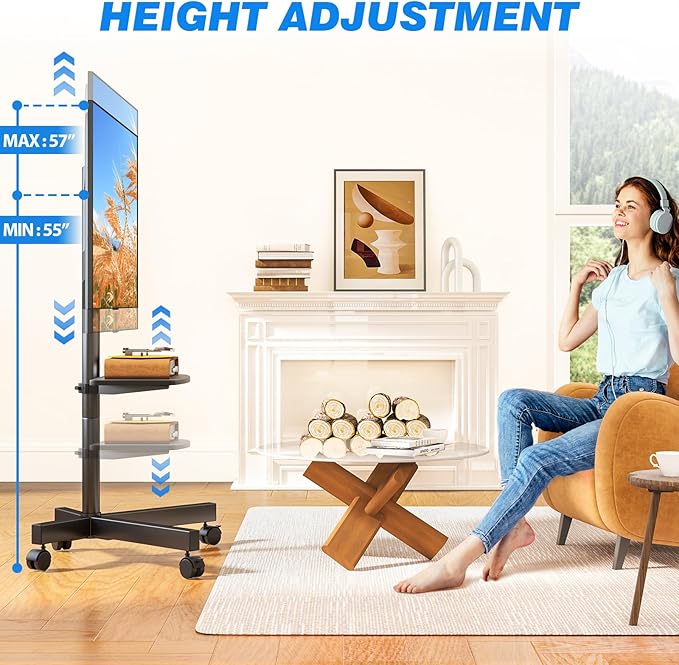 Rfiver Mobile TV Stand for 23-60 Inch LCD LED Flat/Curved Panel Screen TVs up - Image 3