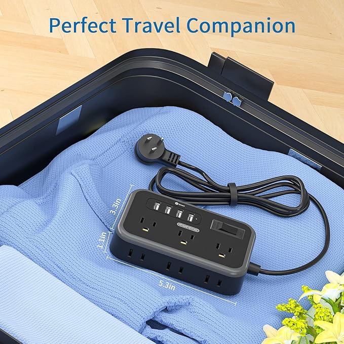 2 Pack Power Strip with 6 Outlets and 4 USB, NTONPOWER Flat Plug Extension Cord - Image 5