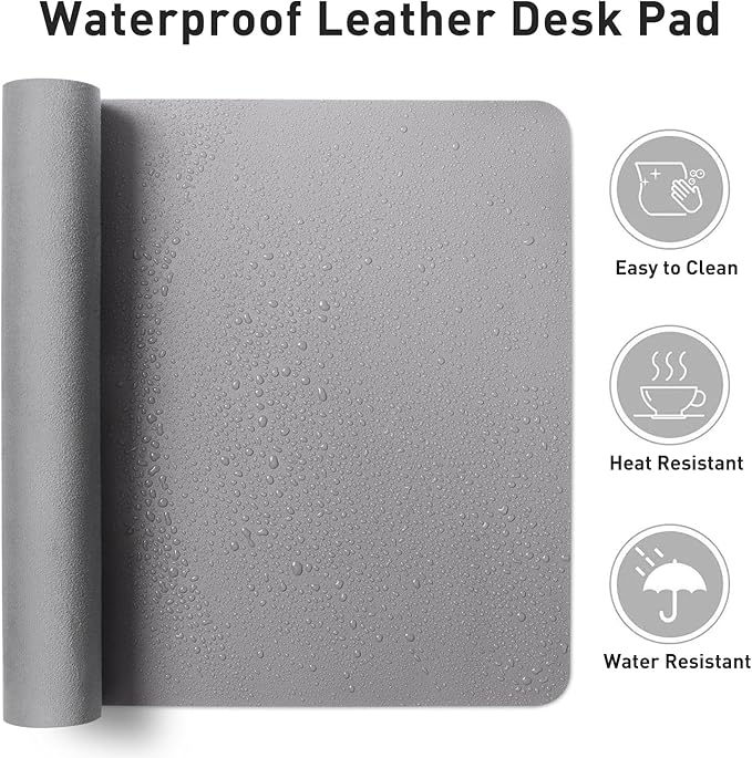 Aothia Leather Desk Pad Protector, Mouse Pad, Office Desk Mat, Non-Slip PU - Image 7