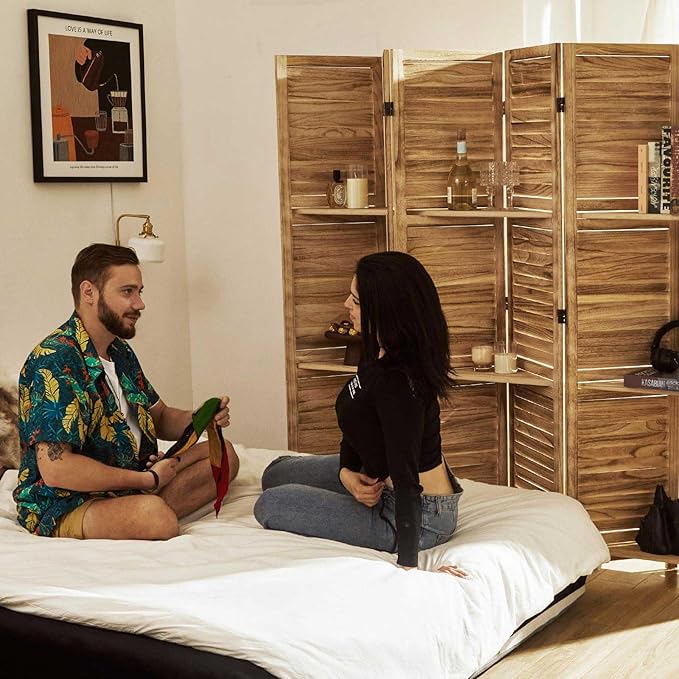 Partition Room Dividers, Folding Wood Privacy Screen - Image 4