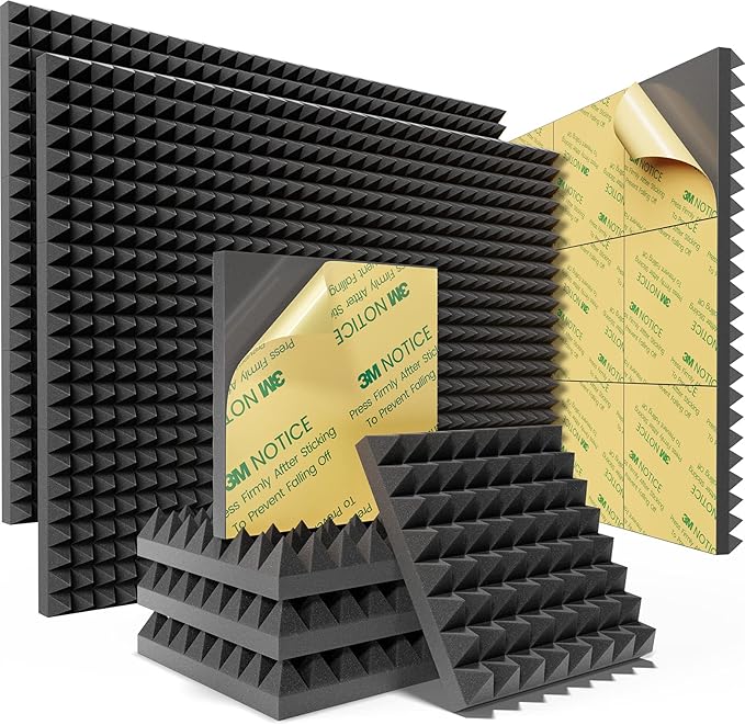 Sonicism Soundproof Wall Panels Self-Adhesive Pyramid 20 Pack, Sound Absorption by Sonicism
