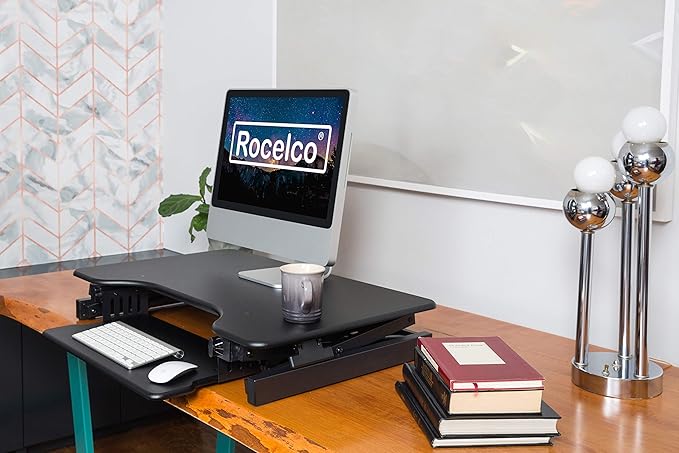 Rocelco 40" Large Height Adjustable Standing Desk Converter - Image 5