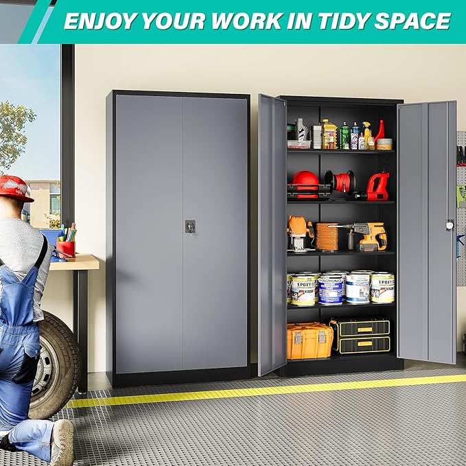 SISESOL Wide & Deep Metal Storage Cabinet - Image 3
