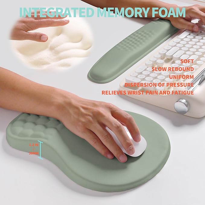 KUOSGM 2-in-1 Ergonomic Set, Wave Rise Keyboard Wrist Rest and Massage Bulge - Image 4