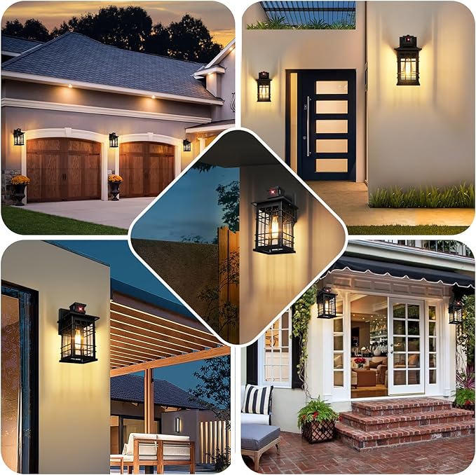 Motion Sensor Outdoor Wall Light Black, Dusk to Dawn Outside Porch Light - Image 7