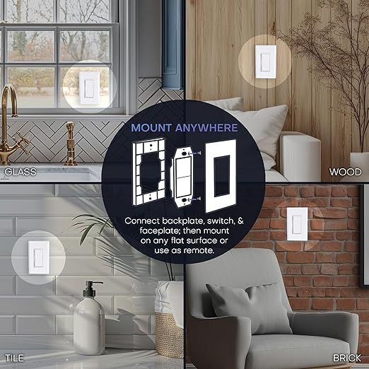 RunLessWire Single Pole Battery-Free DIY Wireless Light Switch Kit 150ft RF - Image 4