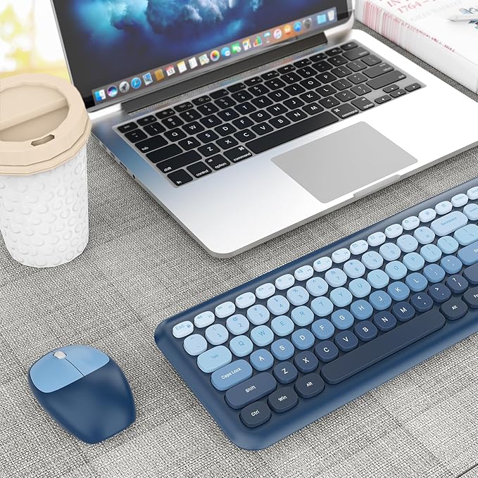 HotFox Wireless Keyboard and Mouse Combo, Full-Size Retro Typewriter Keyboard - Image 8