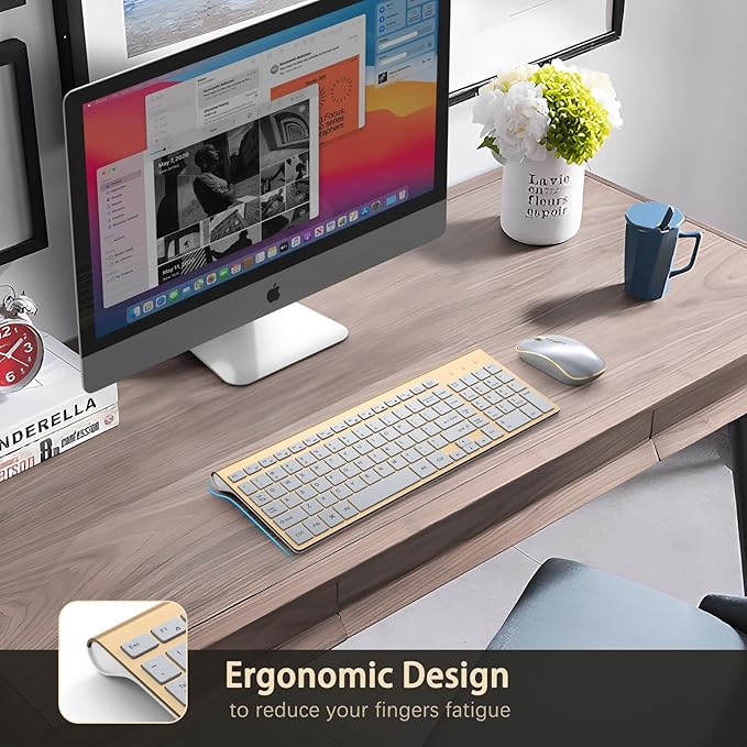 J JOYACCESS Wireless Keyboard and Mouse Combo, Ergonomic and Quiet Wireless - Image 6