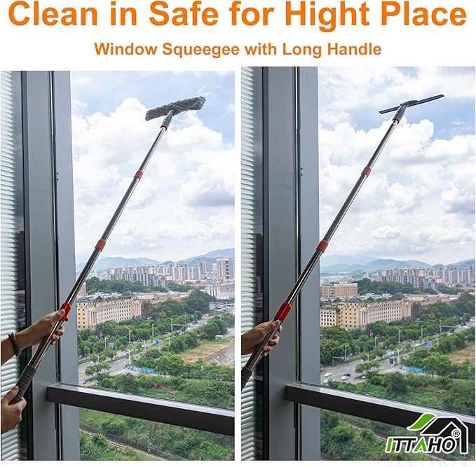 ITTAHO Squeegee for Window Cleaning, Extendable Window Cleaner for Car - Image 2
