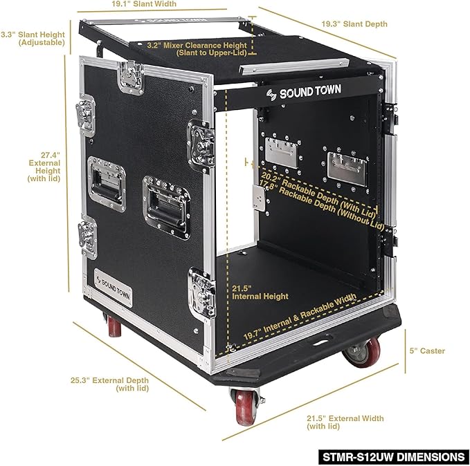 Sound Town High-Quality 1/2” Plywood 12U PA DJ Pro Audio Rack/Road ATA Case - Image 5