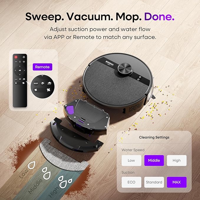 MONSGA Robot Vacuum and Mop Combo, 7000Pa Robotic Vacuum - Image 3