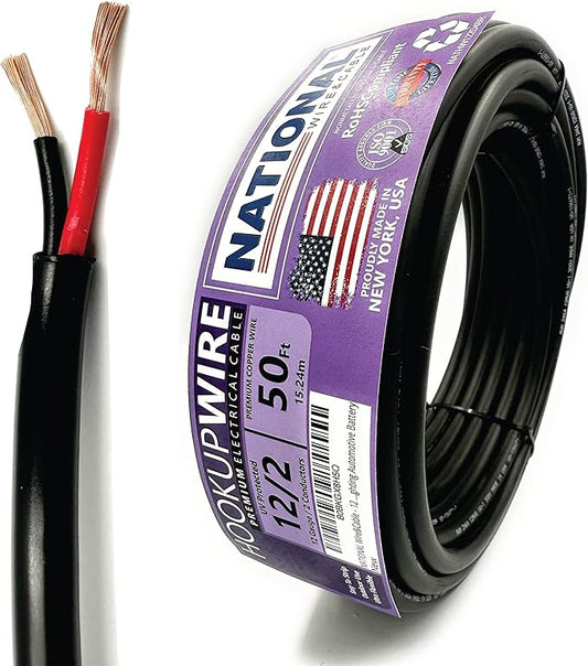 NATIONAL Wire & Cable – 12 AWG 2-Conductor Premium Copper Wire, 50 ft, Stranded by NATIONALWireCable