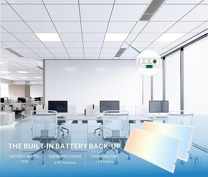 2X4 LED Flat Panel Light with Emergency Battery Backup, 50W 3000K/4000K/5000K - Image 2