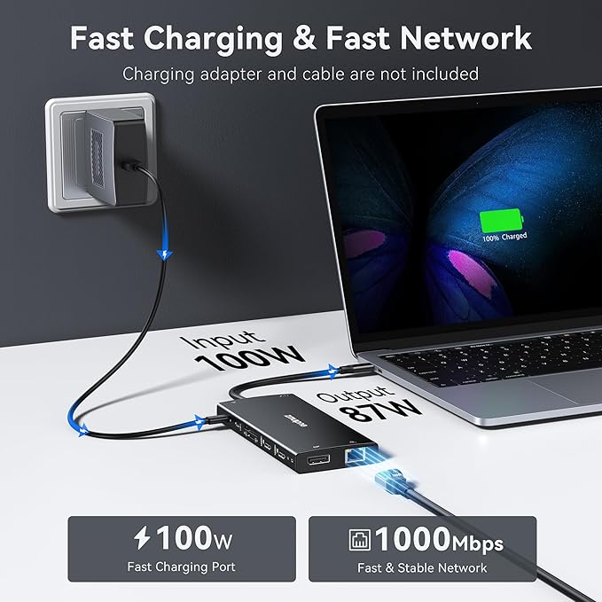 USB C Hub USB C Docking Station Dual Monitor 4K@60Hz+DP 8K@30Hz - Image 6