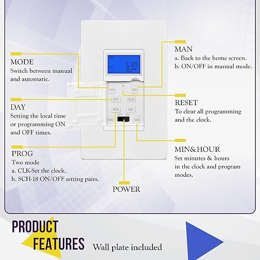 Enerlites 7 Days Digital in-Wall Programmable Timer Switch - Image 4