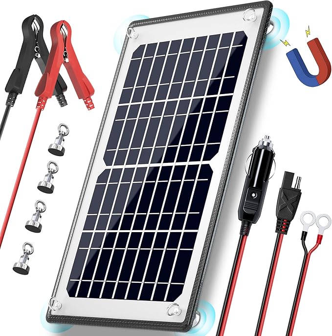 POWOXI 10W 12V Magnetic Solar Battery Trickle Charger Maintainer, Built-in MPPT by POWOXI