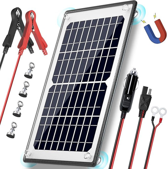 POWOXI 10W 12V Magnetic Solar Battery Trickle Charger Maintainer, Built-in MPPT by POWOXI