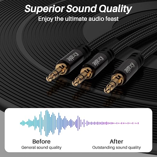 Kxable 1/8 Inch TRS Stereo Y Splitter Cable 2FT, 3.5mm Male to 2-Male - Image 6