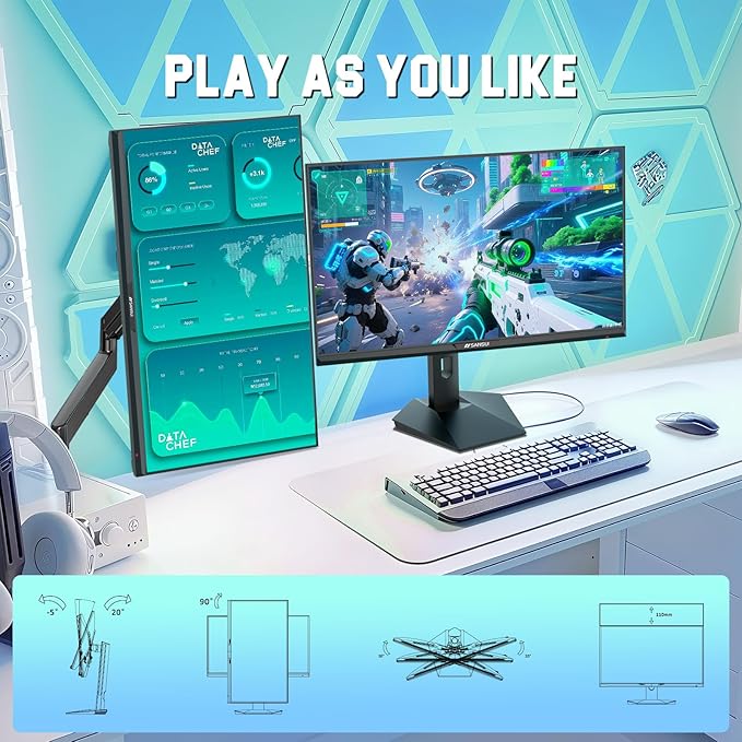SANSUI Gaming Monitor 27" 1440P 200Hz 180Hz WQHD 2560×1440-AMD FreeSync 1ms - Image 7