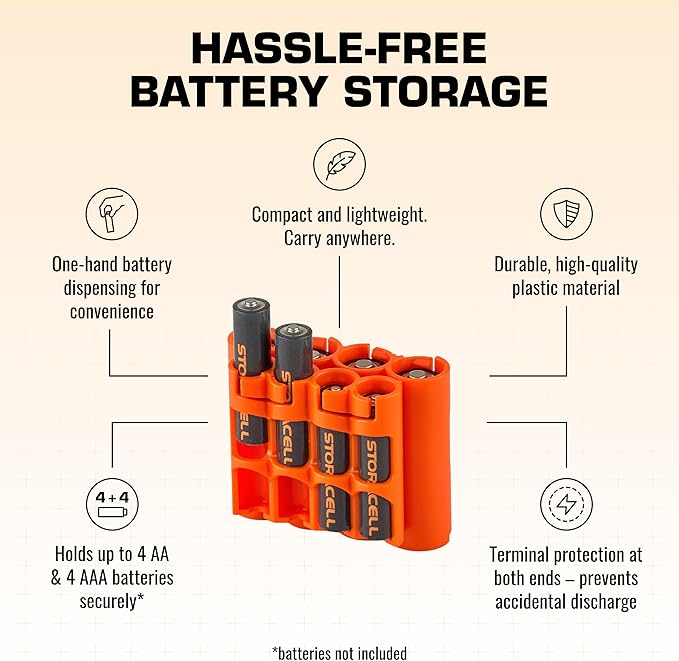 Storacell AA + AAA Combo Battery Storage Caddy and Dispenser, Holds 4 AA + 4 - Image 4