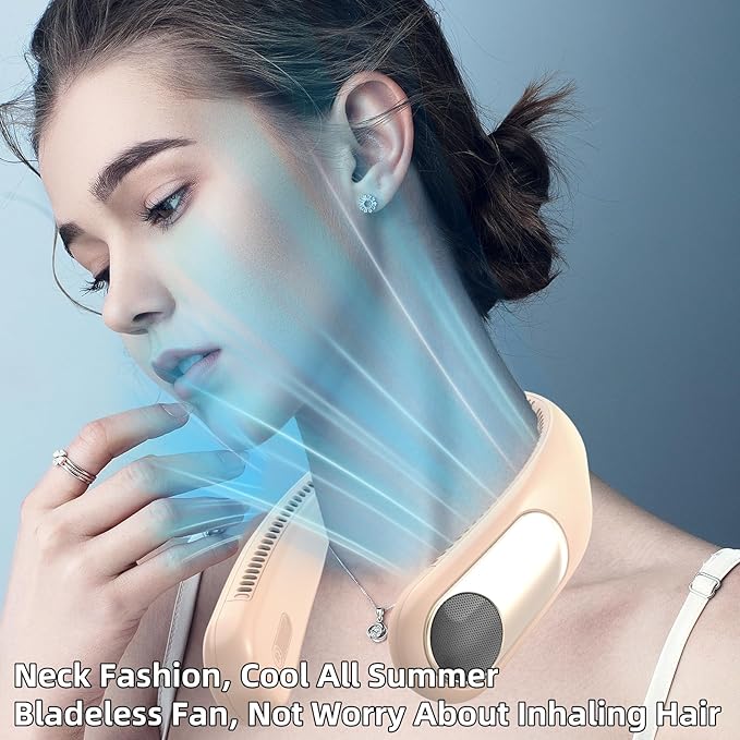 Portable Neck Fan, Personal Wearable Bladeless Fan, LED Display, 6000mAh USB - Image 4