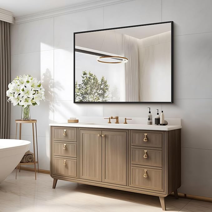 Black Bathroom Mirror for Wall, 30x36 Inch Rectangle - Image 8