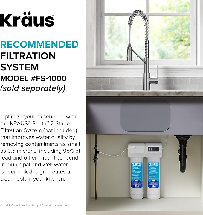 KRAUS Oletto 2-in-1 Commercial Style Pull-Down Single Handle Water Filter - Image 12