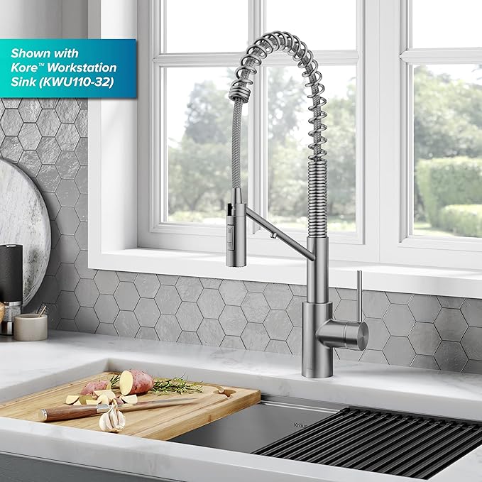 KRAUS Oletto 2-in-1 Commercial Style Pull-Down Single Handle Water Filter - Image 2