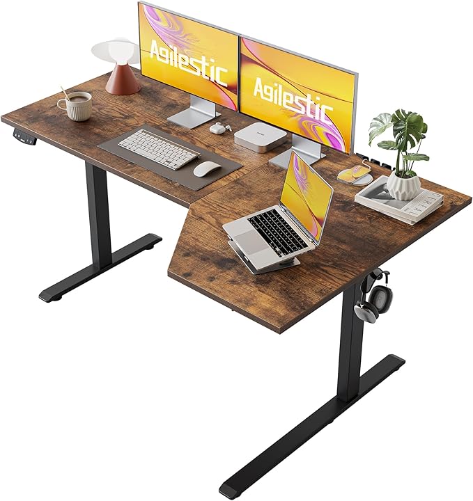 Agilestic Electric Standing Desk, L-Shaped 59 Inches Height Adjustable Desk by Agilestic