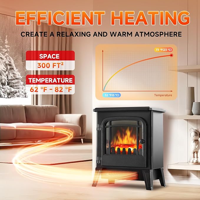 17" Freestanding Electric Fireplace Heater - Image 3