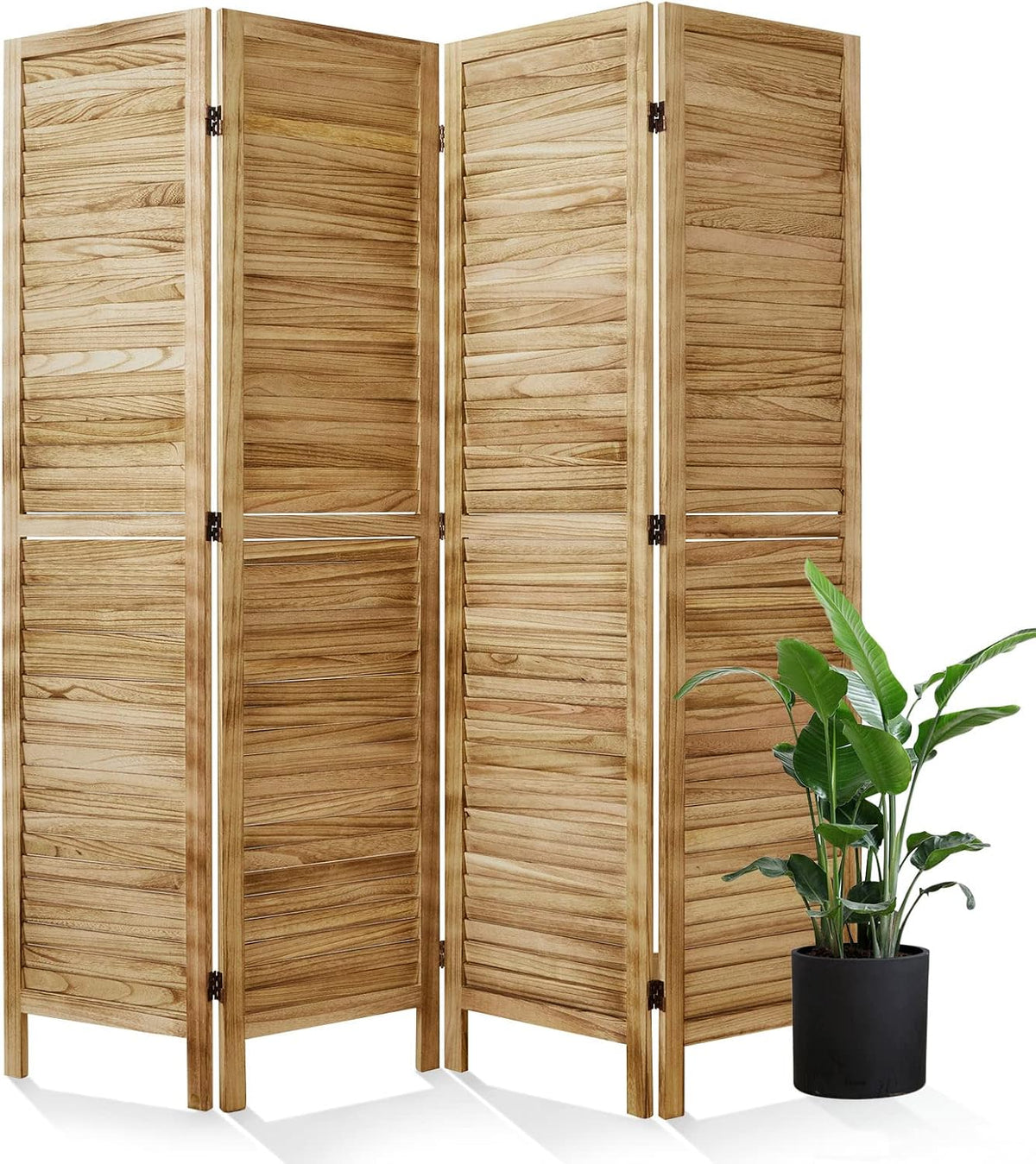 Room Dividers and Folding Privacy Screens, Wood Louvered Separators Divider Wall