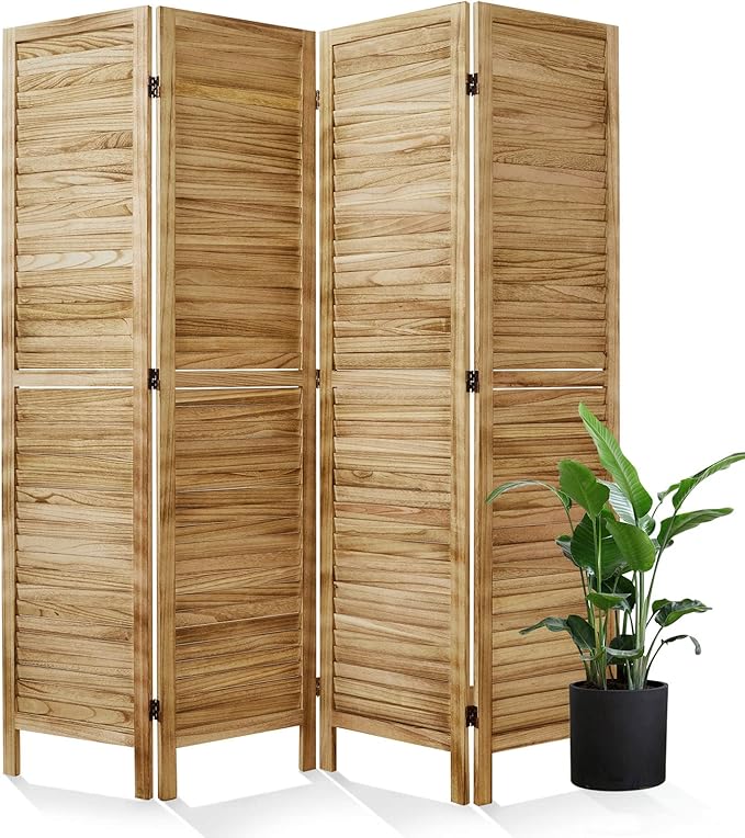 Room Dividers and Folding Privacy Screens, Wood Louvered Separators Divider Wall by Svimi
