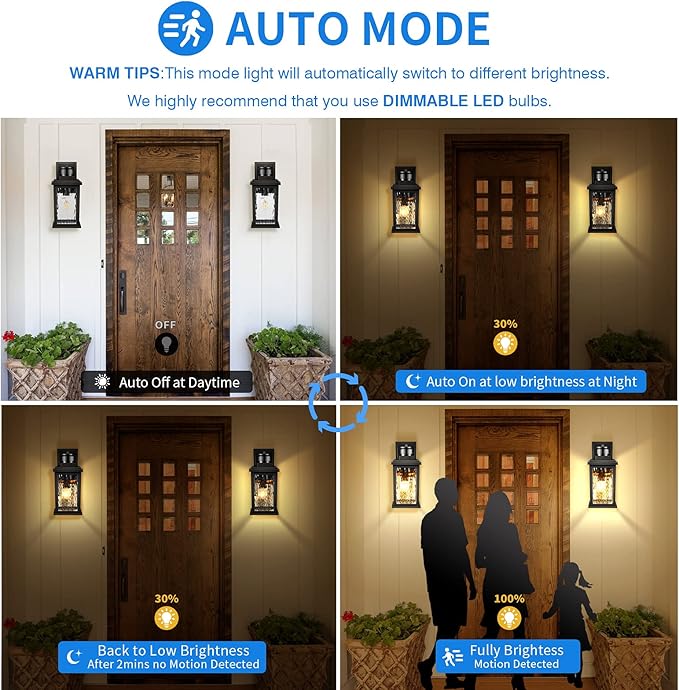 Motion Sensor Outdoor Lights Wall Mount, Dusk to Dawn Exterior Light Fixture - Image 8