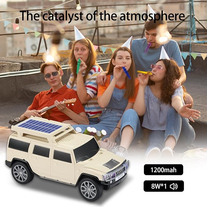 WSTER WS-696 Solar Bluetooth Replica Speaker – Portable Modern Off-Road Car - Image 4