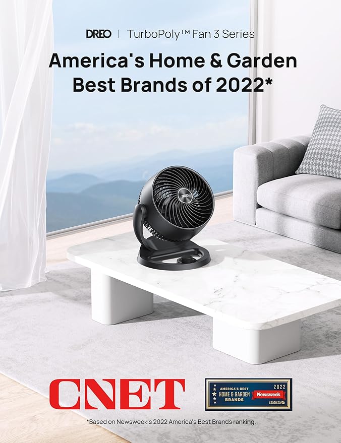 Dreo Fan for Bedroom, 12 Inches, 70ft Powerful Airflow, 28db Quiet Table Air - Image 2