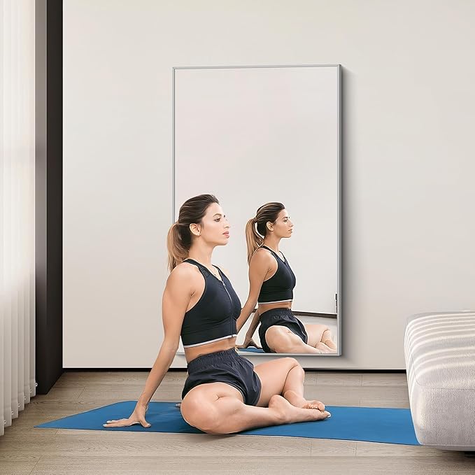 36x60inch Brushed Nickel Bathroom Mirror, Large Rectangular Wall Mirrors - Image 5