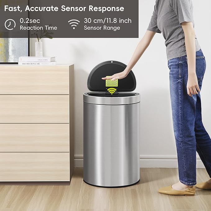 EKO Mirage Semi-Round Motion Sensor Trash Can, 47 Liter / 12.4 Gallon Automatic - Image 4