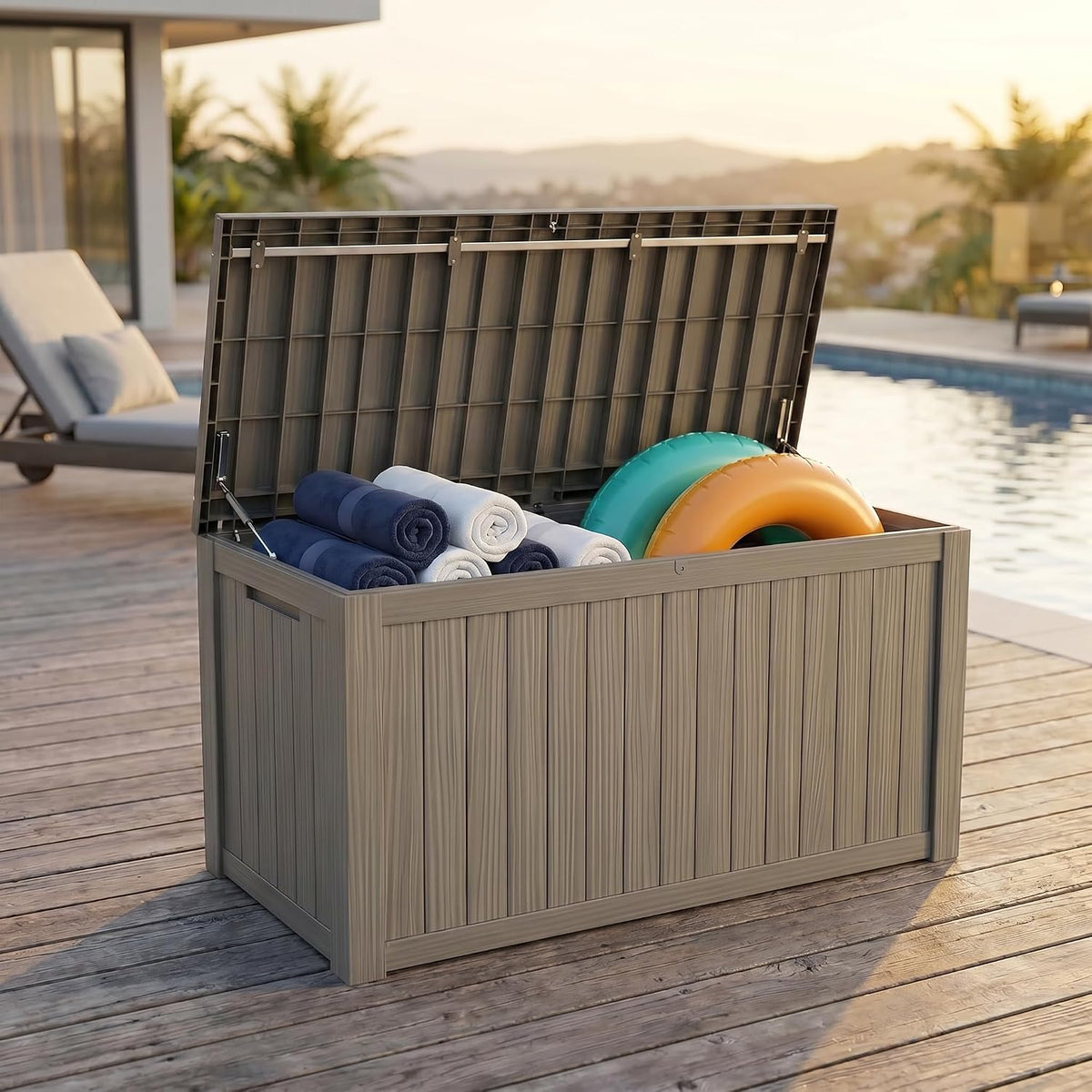 178 gallon resin deck box with gas lift, main product view