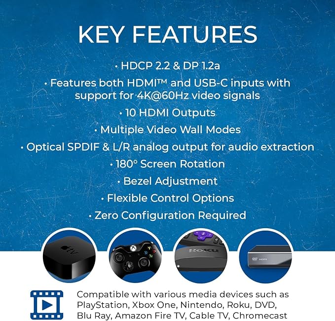OREI 4K 3x3 Video Wall Controller – HDMI & USB-C Video Wall Processor, 1080p - Image 9