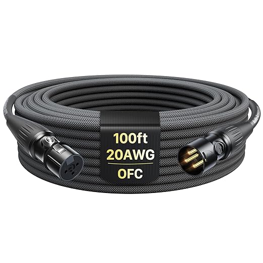 20AWG 99.99% OFC XLR Cables 100ft Nylon Braided by AA